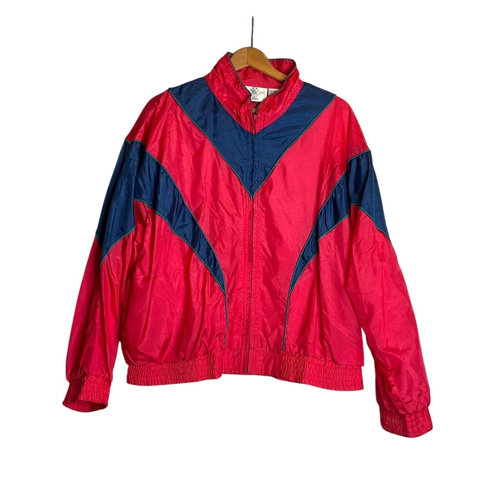 Metro Active Vintage Colorful 80s 90s Ski Windbreaker Track Jacket Pockets Apres